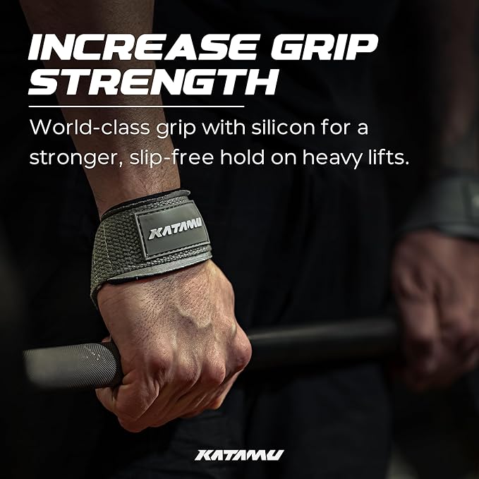 Katamu Weightlifting Straps | Lift More | Premium Weightlifting Straps | Men and Womens Squat Lifting, Powerlifting and Weight Training Support Straps