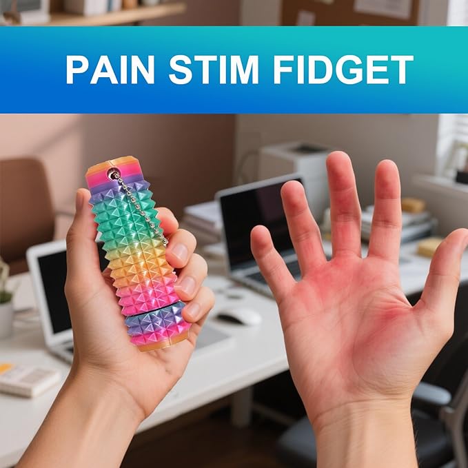 3PC Little Ouchies Fidget Toys Adults, Pain Stim Fidget Anxiety Relief Pain Stim Pocket Sensory Toys for Anxiety and Stress Reduction,Portable Travel Stress Relief Spiky Fidget Keychain (Style-1)