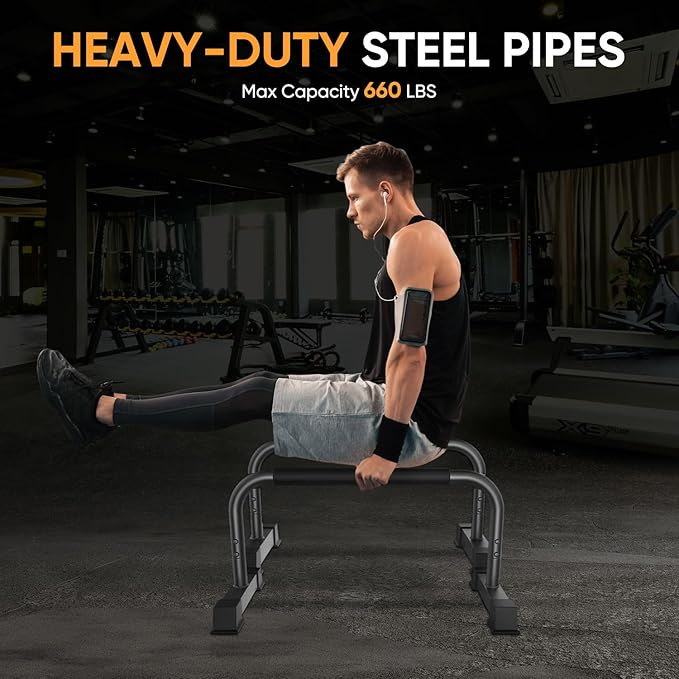 Dip Bar, 2-in-1 Adjustable Dip Stand Station for Home Workout, Heavy Duty Parallel Bars Workout Equipment for Strength Training