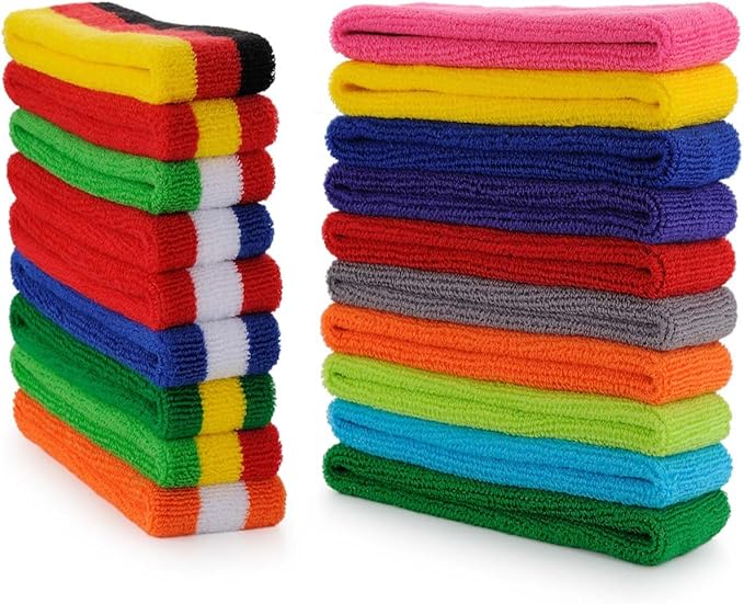 ONUPGO 6 Pieces Sweatbands Set - Sports Headbands Wristbands for Men & Women,Cotton Terry Cloth Sweatband for Tennis,Basketball,Gym,Working Out - Moisture Wicking Elasticity