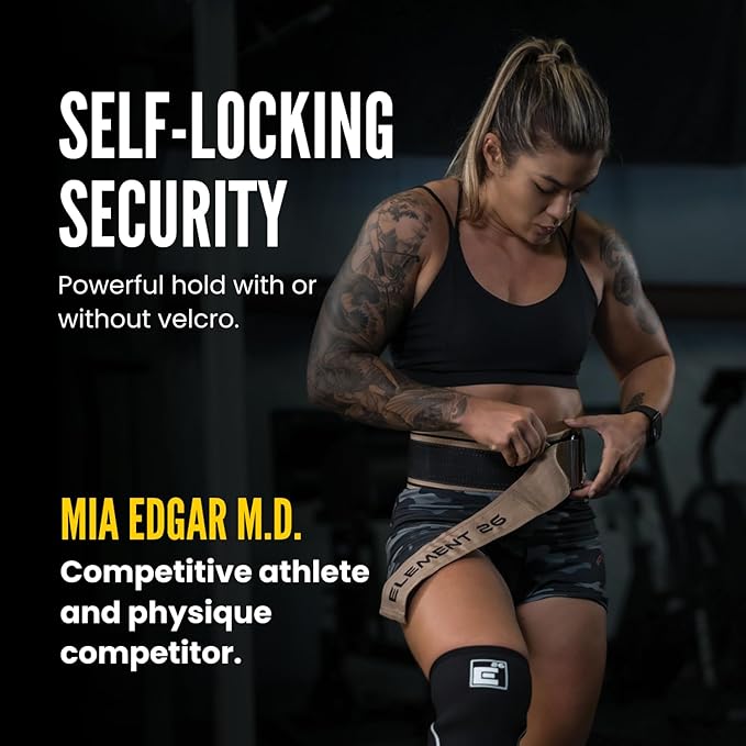 Element 26 Self-Locking Weight Lifting Belt - Premium Weightlifting Belt for Serious Functional Fitness and Olympic Lifting Athletes - Lifting Support for Men and Women - Deadlift Training Belt
