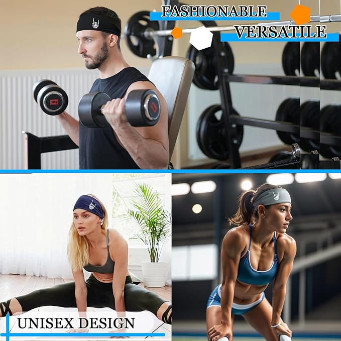 Sports Headbands for Men Sweatbands Sweat Bands Headbands Men 3pcs Workout Cooling Head Bands for Running Hairband for Tennis Football Gym Yoga