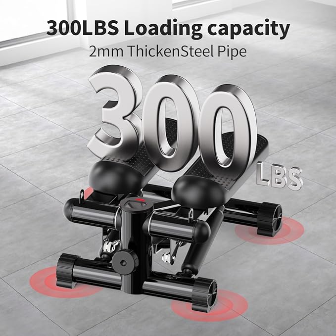 Total Body 2-in-1 Stepper Machine, Total Body Workout, Adjustable Hydraulic, Resistance Bands