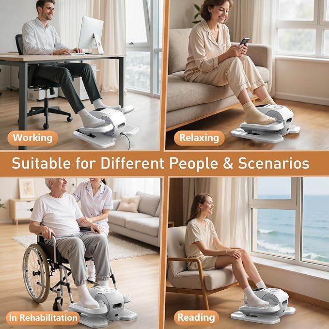Under Desk Elliptical Exercise Machine,Ellipse Leg Exerciser as Seen on TV,12 Speeds Leg Exerciser While Sitting for Seniors, Portable Electric Seated Foot Pedal Exerciser for Home Office