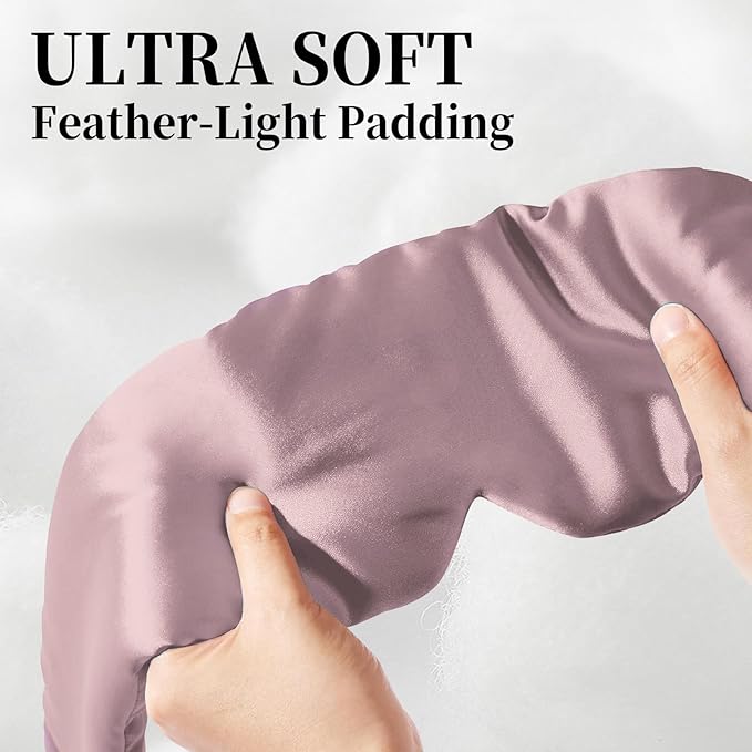 100% Mulberry Silk Sleep Mask, Large Eye Cover for Sleeping, Comfortable and Pressure-Free Sleeping Masks for Women Men, Completely Blackout (Light Plum)