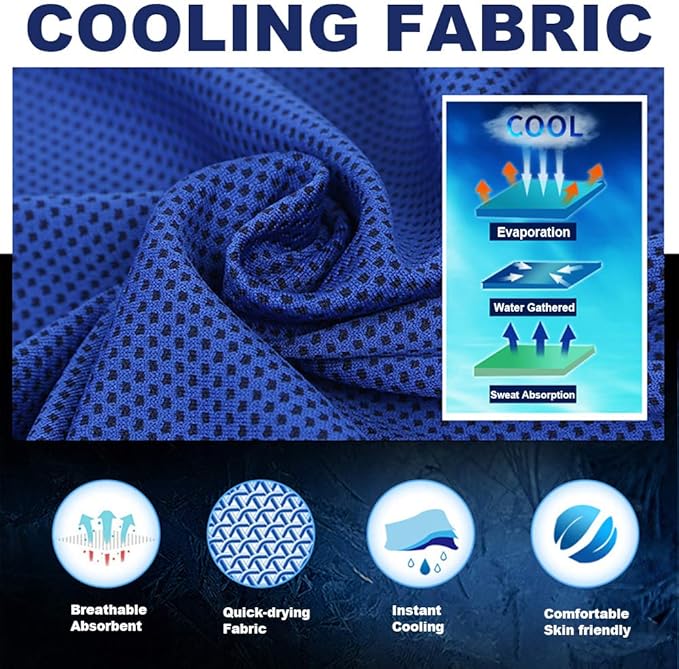 Peicees 20Pcs 40x12'' Microfiber Neck Cooling Towels Sports Sweat Towels Headband for Travel Beach Swimming Camping Climbing Gym Yoga Workout Backpacking, Quick Dry Super Absorbent Compact Lightweight