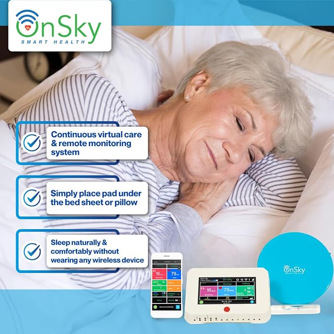 SkyPad FDA-Cleared Contactless Heart Rate & Breathing Monitor, Adult & Children Home Health Care - Senior & Nursing Home - Continuously Monitor Sleep & Wellness Anywhere Anytime - Urgency Alert