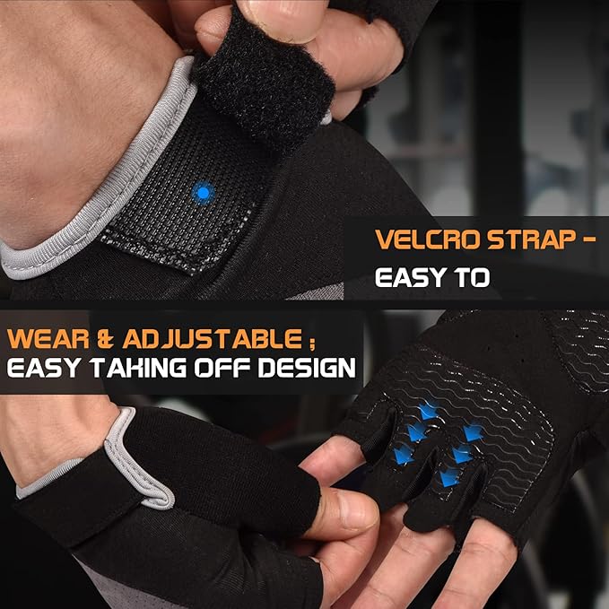 Sunnex Gym Gloves - Fingerless, Breathable Workout Gloves for Weightlifting, Cycling & More