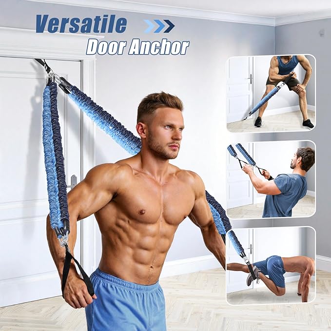 Pilates Equipment Pilates Bar Kit with 6 Fabric Wrapped Resistance Bands 20-180LBS for Women & Men Home Gym Exercise Fitness Full-Body Workouts Multifunctional Yoga Pilates Stick