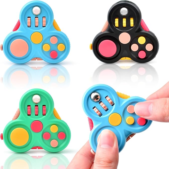 Fidget Toys for Adults,3PCS Fidget Pad Easter Basket Stuffers for Boys Girls,Sensory Toys Stress Relief Cube Clicker Controller,ADHD Autism Fidget Spinner for Office Desk Travel Games