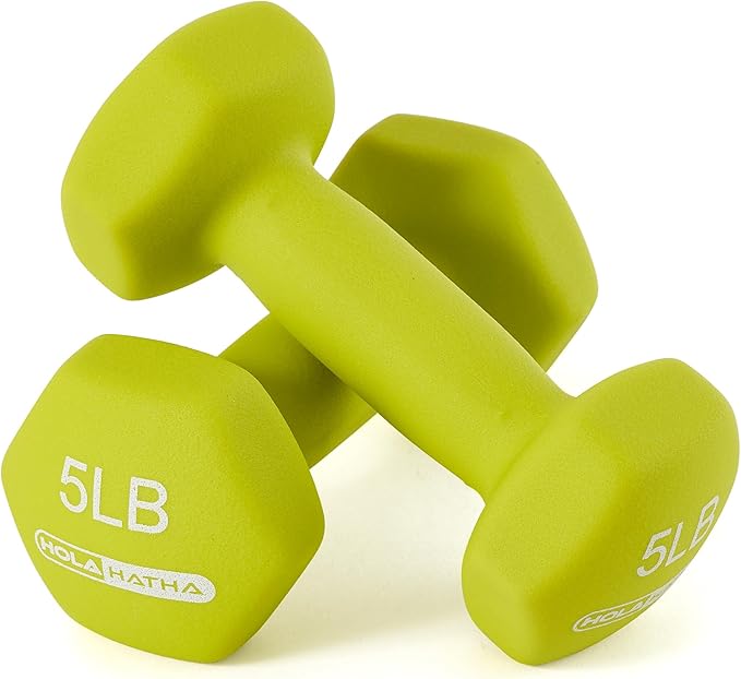 HolaHatha 2, 3, 5, 8, and 10 Pound Neoprene Dumbbell Free Hand Weight Set with Rack, Ideal for Home Exercises to Gain Tone and Definition, Pastel
