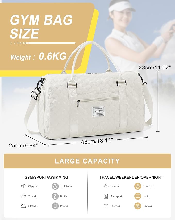 Gym Bag Womens,Travel Duffel Carry on Bag Sport Tote Bag Weekend Overnight Bag