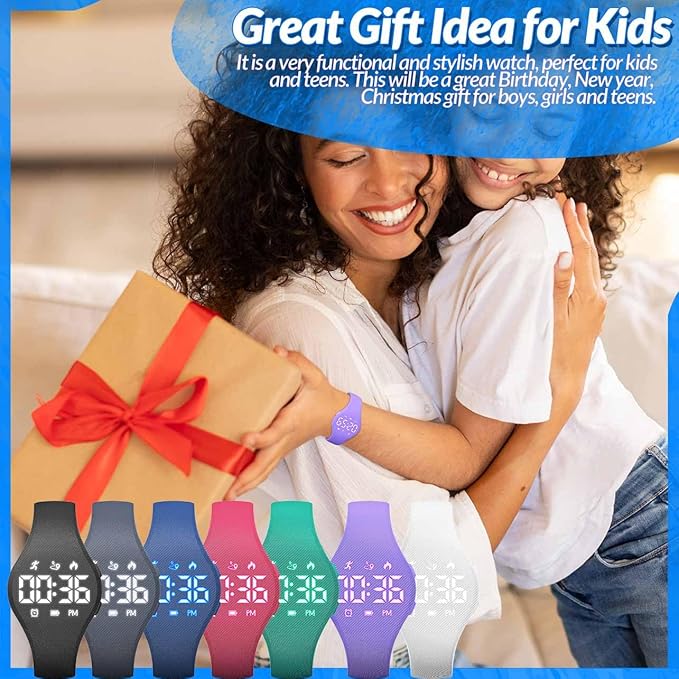 Kids Led Fitness Tracker Watch for Boys Girls, No App, Digital Sport Wristwatch, Waterproof, with Pedometer Alarm Clock, for Teens Children Students Ages 5-16 (deep Blue)