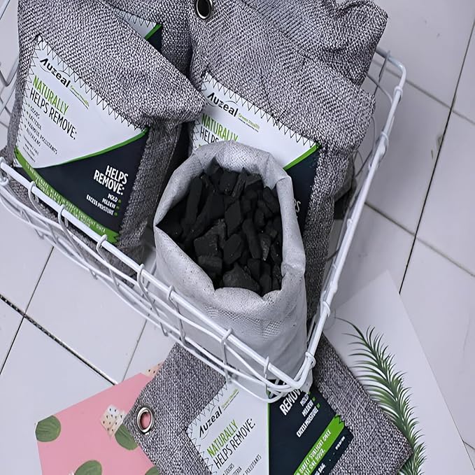 Bamboo Charcoal Air Purifying Bags (4-Pack, 200g Each) – Natural Odor Eliminator & Moisture Absorber for Home, Car, Closets, Bathrooms – Eco-Friendly, Reusable Deodorizer