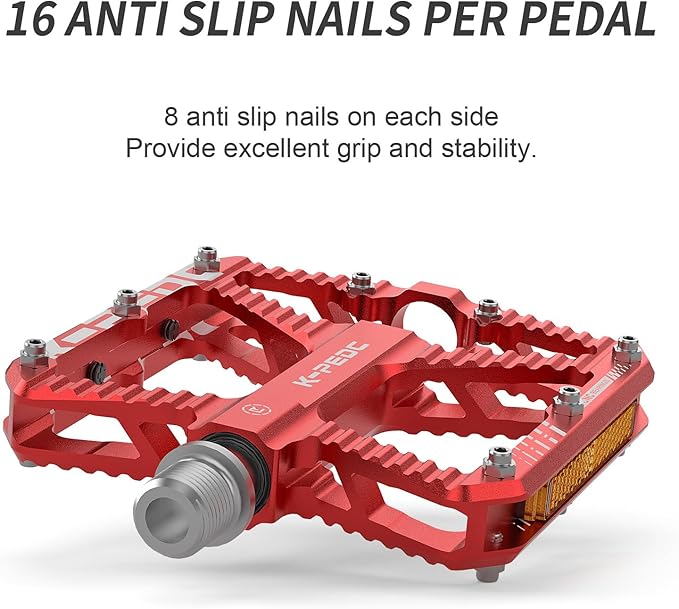 Mountain Bike Pedals MTB Pedals,Bicycle Pedals with Reflectors,Aluminum 9/16" 3 Sealed Bearing Lightweight Platform for Mountain Bike, BMX, Road Bike Pedals