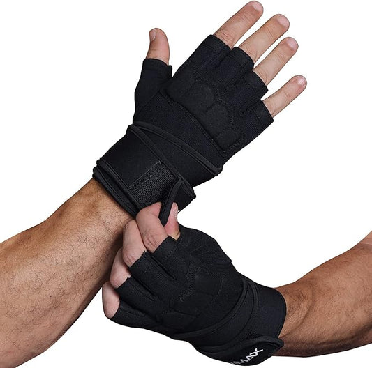 Workout Gloves for Men and Women Gym Weight Lifting Padded Gloves with Wrist Wrap Support, Full Palm Protection & Silicone Grip, Cross Training, Fitness, Pull-up