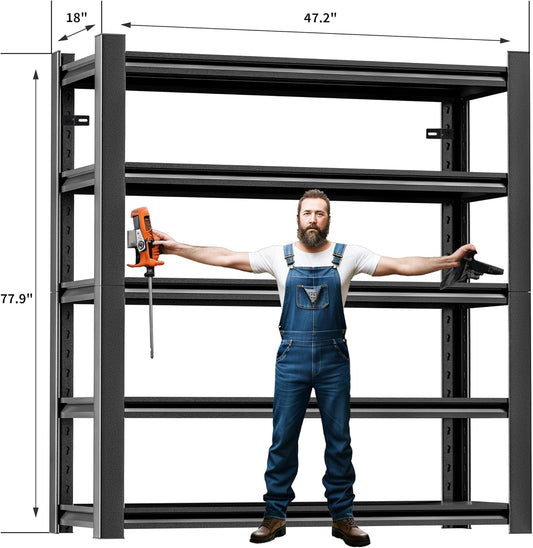 78" H 47.2" Wide 4 Piecees Garage Shelving,Thickened Heavy Duty Metal Shelving Adjustable Shelves,Garage Storage Shelves,Shelving Rack Industrial Shelving Tool Shelf for Basement Metro