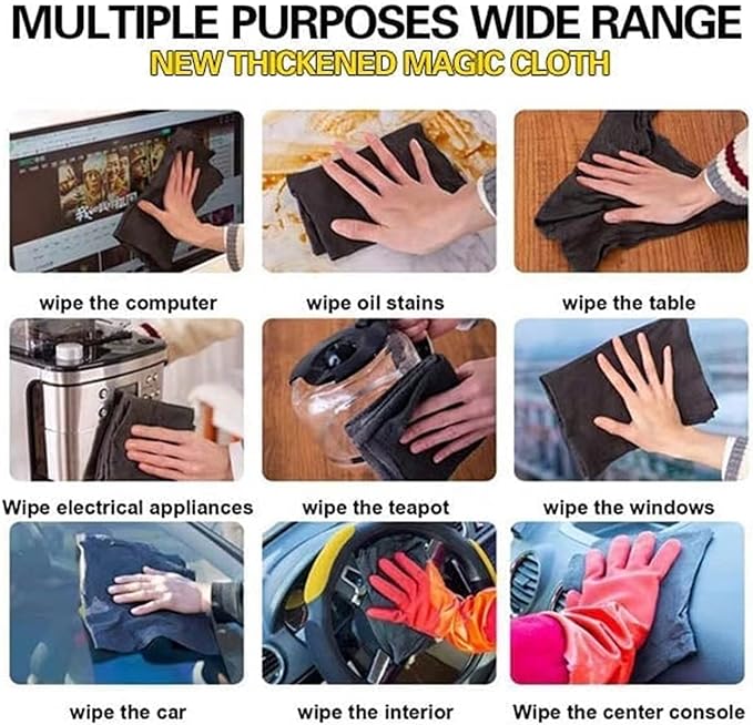 5PC Thickened Magic Cleaning Cloth, Reusable Microfiber Cleaning Rags for TV, Cars, Windows, Lint Free, Odorless, Machine Washable