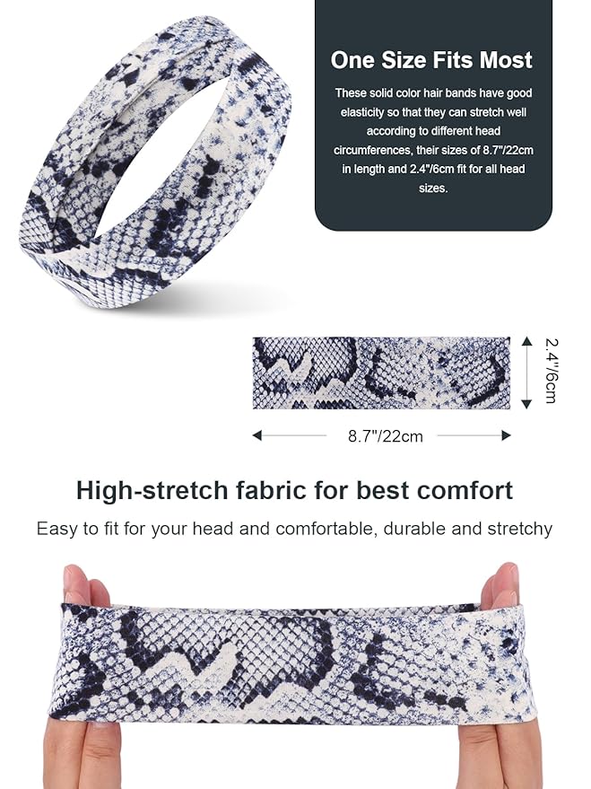 DRESHOW 8 Pack Sports Headbands for Women Non-Slip Stretchy Fashion HairBand Curly Hair Headband Soft Hair Accessories for Daily Wear Workout Yoga Running