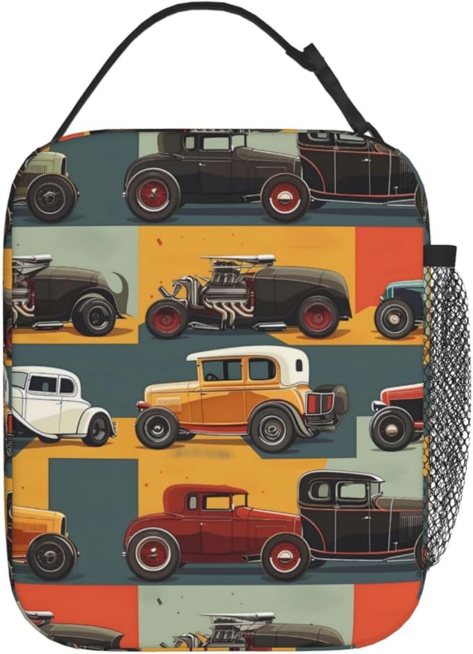 Insulated Lunch Box for Women Men, Cars Theme Lunch Box Reusable Portable Lunch Bag Cooler Tote Waterproof Lunch Container for Office Picnic Work Travel