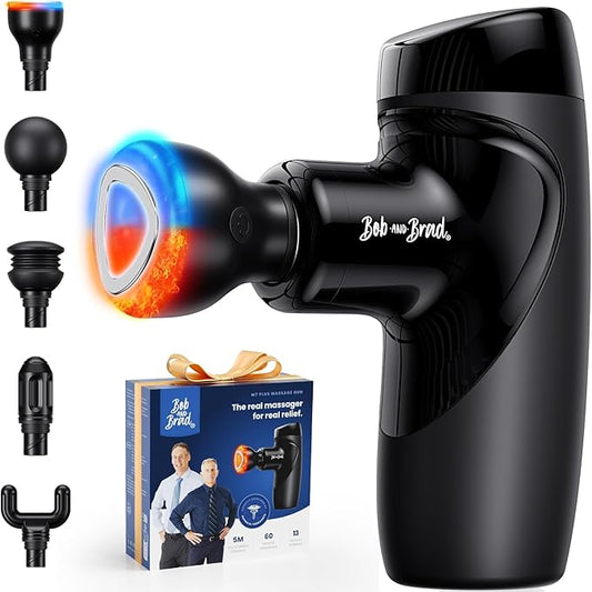 BOB AND BRAD M7 Plus Mini Massage Gun with Heat, Pocket-Sized Heated Deep Tissue Massager, Portable Percussion Muscle Travel Massager Gun, Ultra Light Small & Quiet Massage Gun