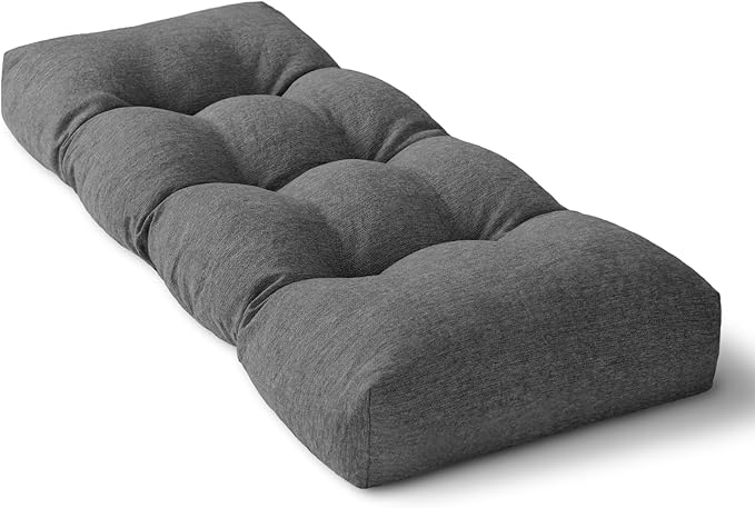Bench Cushion 48 Inch - Polyester Brushed, High-Density Foam, Non-Slip Bottom, Soft Durable Indoor Tufted Long Seat Cushion for Window Garden Furniture (Dark Gray, 48x16x4 Inch)