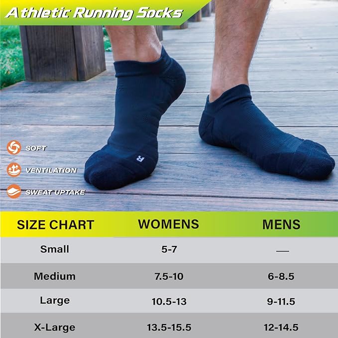 Hylaea Athletic Running Socks Cushion Padded Moisture Wicking Low Cut