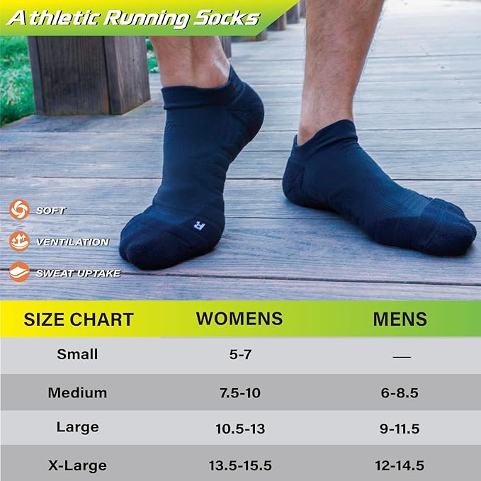 Hylaea Athletic Running Socks Cushion Padded Moisture Wicking Low Cut