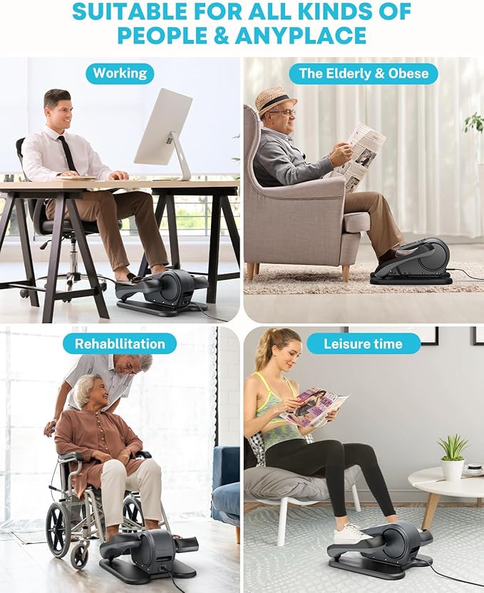 Gonex Under Desk Elliptical Exercise Machine for Seniors, Electric Ellipse Leg Exerciser with Remote, 16 Adjustable Speeds, Manual & 12 Auto Modes, Leg Exerciser While Sitting, Seated Pedal Exerciser