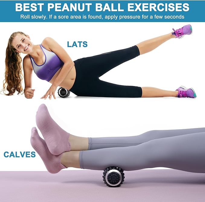 Uppye Vibrating Massage Ball for Pain Relif, Mobility Ball for Physical Therapy and Workout Recovery, Deep Tissue Myofascial Release Tools - Back, Shoulder (Peanut Head Vibrating Massage Ball Black)