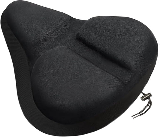 Bike Seat Cover, HUIOK Wide Gel Exercise Bike Seat Cushion for Women Men Comfort, Fits Spin, Stationary and Cruiser Bikes, Indoor Outdoor Cycling, Water Dust Resistant Cover Included