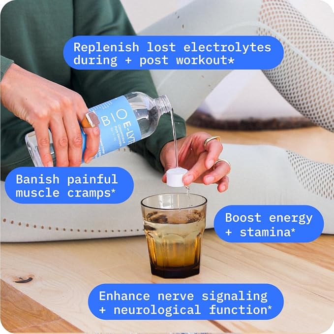 BodyBio e-Lyte - Liquid Electrolyte Concentrate for Clean Hydration, Energy & Cramp Relief - No Sugar, No Artificial Flavors, No Fillers, Keto Friendly