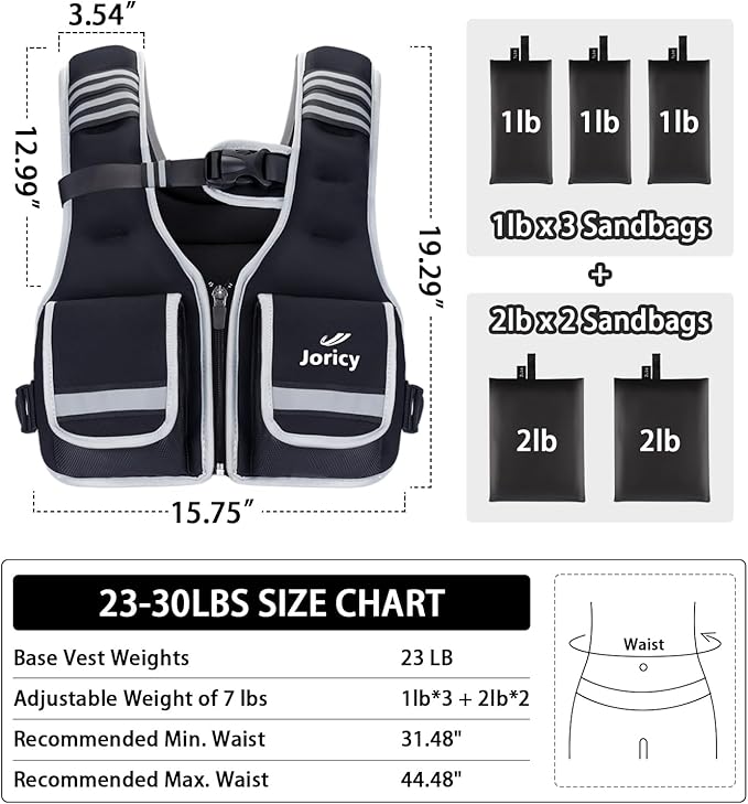 Adjustable Weighted Vest Woman 5-12lb/9-16lb/17-24lb/23-30lb Weight Vest with Reflective Stripe, Zipper Rucking Running Vests for Women Men Workout Walking Strength Training Weight Loss Fitness Weightlifting