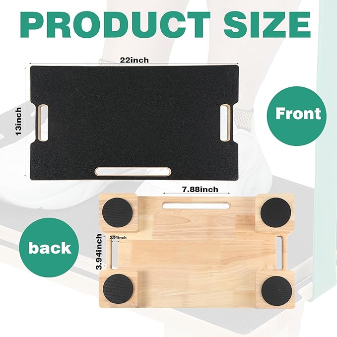 Hiboom Resistance Band Footplate Wood Exercise Platform with Non-slip Surface Workout Footplate Exercise Platform for Band Training Stretching Flexibility and Balance and Full-body Home Gym