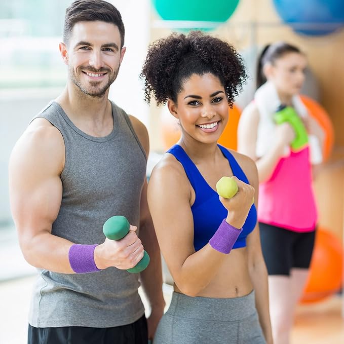 12 Pack Sweatbands Sports Wristband Cotton Sweat Band for Men and Women, Good for Tennis, Basketball, Running, Gym, Working Out