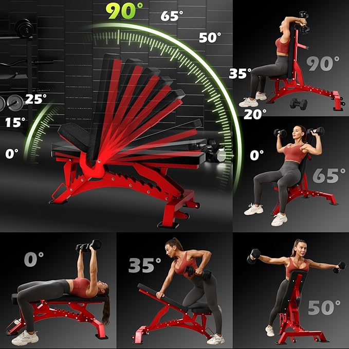 BODYRHYTHM Commercial-grade Weighted Bench, 1300LBS Weight Capacity Strength Training Bench, Heavy-duty Adjustable Workout Bench for Garage and Home Gym Workouts, Weight Lifting, and Bench Press.