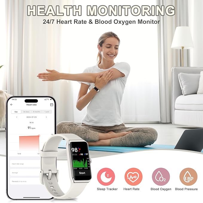 Fitness Tracker, Fitness Watch with 24/7 Heart Rate, Blood Oxygen Blood Pressure, Step Counter Sleep Tracking, 100+ Sports Modes Smart Watches, Activity Pedometer for Women Men