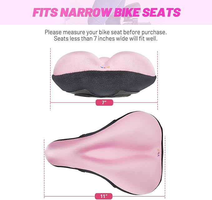YLG Bike Seat Cover, Memory Foam & Gel Bike Seat Cushion Cover for Men Women, Comfortable Bicycle Seat Cover for Peloton/Fixed/Cruiser/Indoor/Outdoor Bike seat with Waterproof Cover