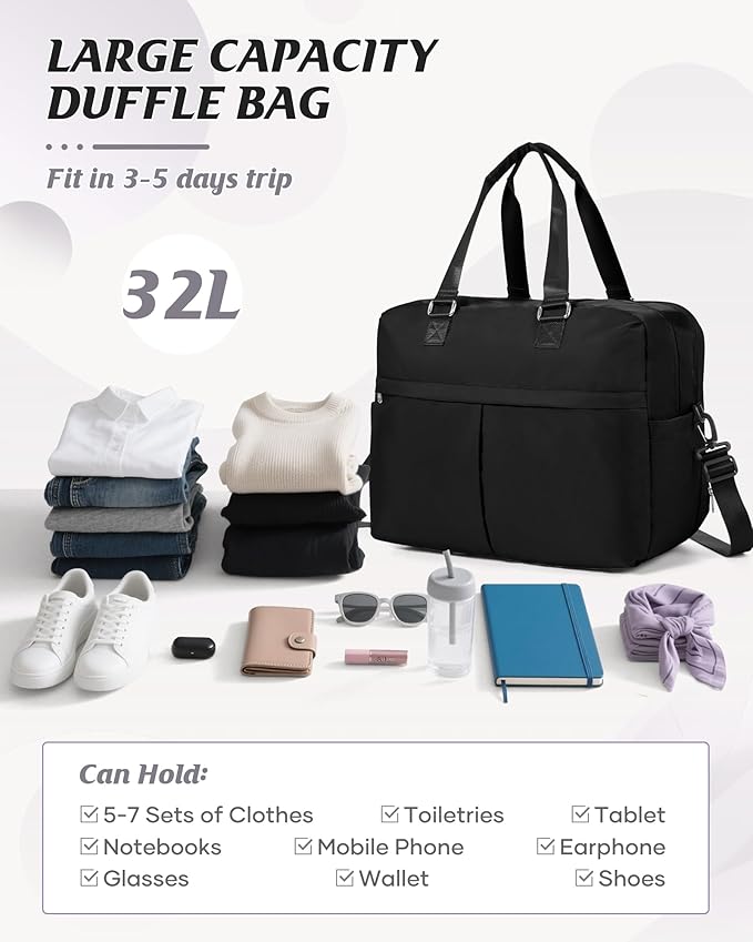 Gym Bag Womens,Travel Duffel Carry on Bag Sport Tote Bag Weekend Overnight Bag