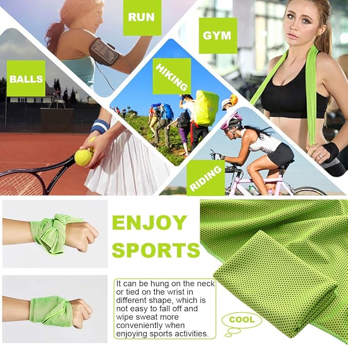 Peicees 20 Pack Microfiber Neck Cooling Towels Sports Sweat Towels Sweat Headband for Travel Beach Swimming Camping Climbing Gym Yoga Workout Backpacking