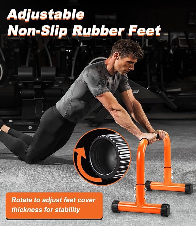 Push Up Bar, 12 Inch High Non-Slip Parallettes Bars & Dip Bars With Foam Handles, Heavy-Duty No Wobbling Calisthenics Equipment For Handstand, L-Sit, Gymnastics, Strength Training Home Gym Use