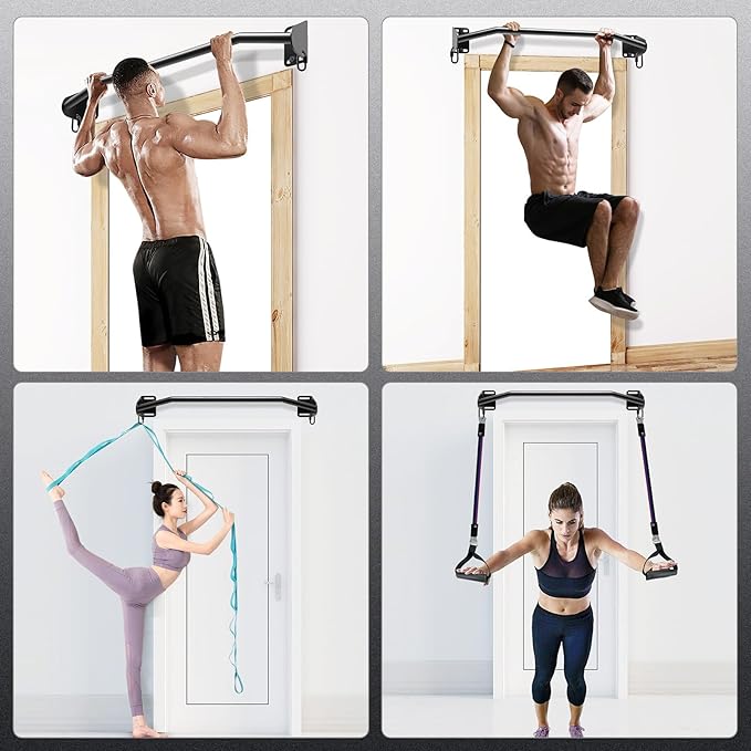 SELEWARE Heavy Duty Welded Pull Up Bar, Versatile Doorway Wall Mount, Joist Mounted, and Ceiling Mounted Chin Up Bars, Thick Metal Sturdy Construction for Full Body Workouts Support 500 lbs