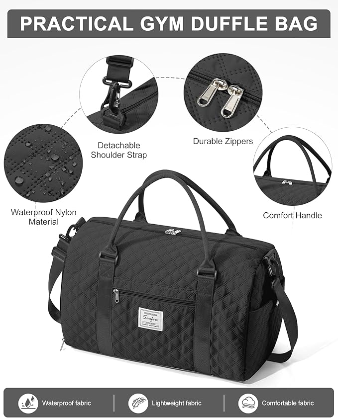 Gym Bag Womens,Travel Duffel Carry on Bag Sport Tote Bag Weekend Overnight Bag