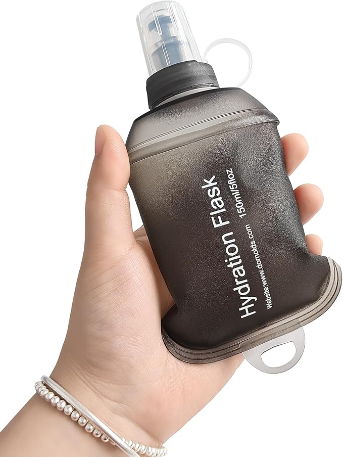 GYGYL Soft Flask, TPU Collapsible Soft Water Bottle for Hydration Pack, Running Vest, Leak-Proof Folding Water Bottle for Hiking Cycling Climbing Jogging-150ml Grey