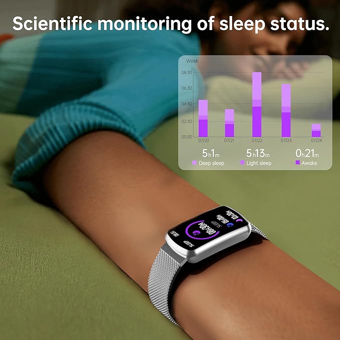 Health Fitness Tracker with 24/7 Heart Rate, Smart Watch with Blood Pressure and Blood Oxygen Monitor, Bulit-in 120+ Sport Mode, Sleep Tracking Waterproof Activity Tracker for Women Men (Silver)