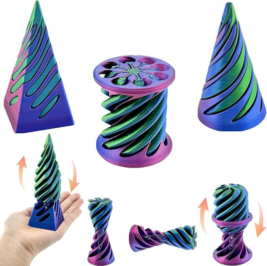 3 Packs Impossible Cone,Spiral Cone Fidget Toy Impossible Pyramid Passthrough Toy,3D Printed Spiral Cone Fidget Toy,Mini Vortex Thread Illusion Desktop Deco Souvenir Gift for Anxiety Relaxing