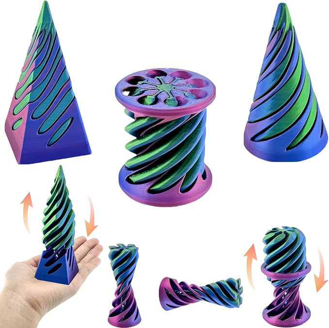 3 Packs Impossible Cone,Spiral Cone Fidget Toy Impossible Pyramid Passthrough Toy,3D Printed Spiral Cone Fidget Toy,Mini Vortex Thread Illusion Desktop Deco Souvenir Gift for Anxiety Relaxing