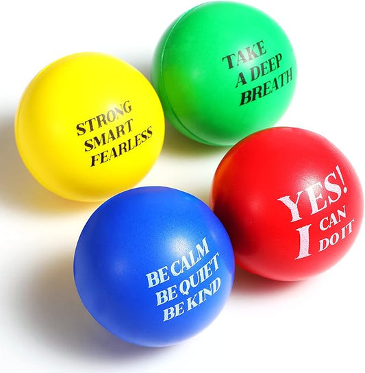 Sotiff 100 Pieces Motivational Stress Balls Colorful Foam Inspirational Relief Quotes Stress Balls Pack Employee Appreciation Gift for Relief Encouraging(Four Colors)