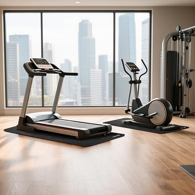 VEVOR Treadmill Mat for Carpet Floor, Exercise Equipment Mat for Treadmills, Stationary & Recumbent Bikes, High Density PVC Floor Protector Gym Mats, Waterproof and Non-Slip for Home Gym