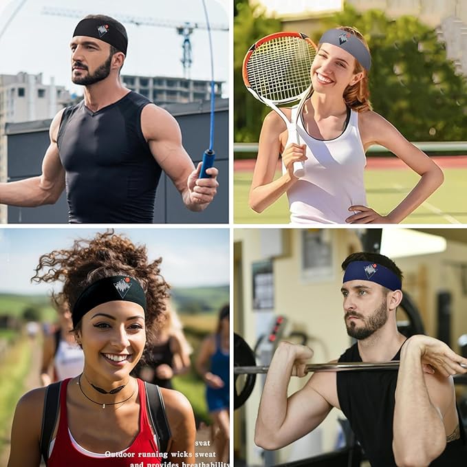 3pcs Sports Sweat Bands Headbands for Men Sweatbands Skull Workout Cooling Headbands for Men Women Running Headband Hairband Elastic Men's Head Sweat Band for Football